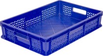 Ящик 600х400х120 мороз. перфорированный, с ручками синий