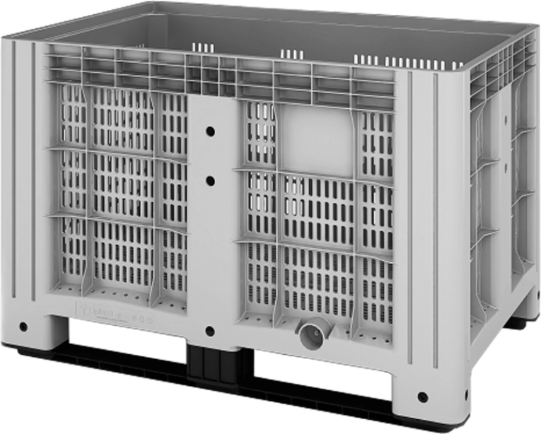 Контейнер 1200х800х800 мм перфорированный серый на полозьях купить в Пскове Контейнер 1200х800х800 мм перфорированный серый на полозьях купить в Пскове