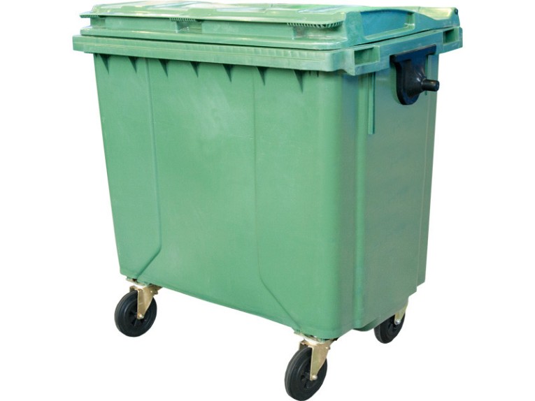 Мусорный контейнер 1 100л. на колёсах, с крышкой цв. зелёный купить в Пскове