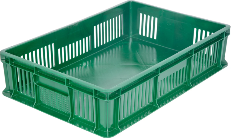 Ящик 600х400х140 мм дно сплош.стенки перф.без ручек зеленый купить в Пскове