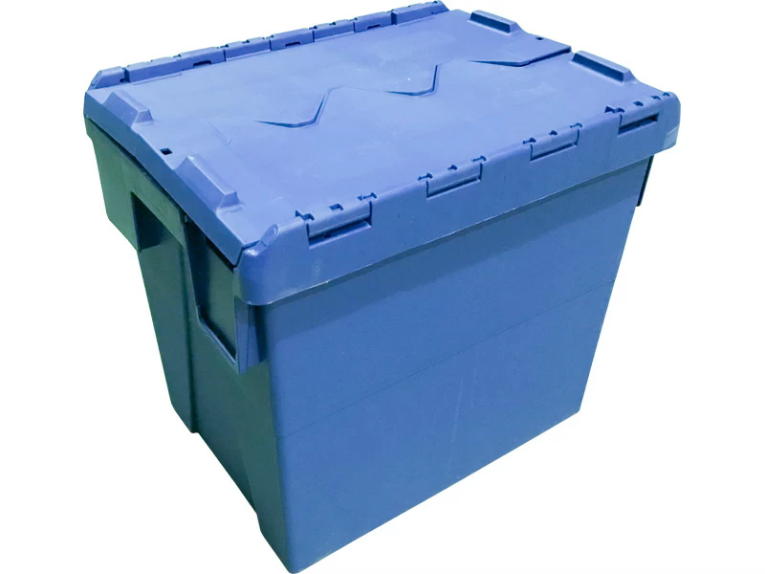 Ящик 400х300х356 сплошной, с крышкой синий купить в Пскове