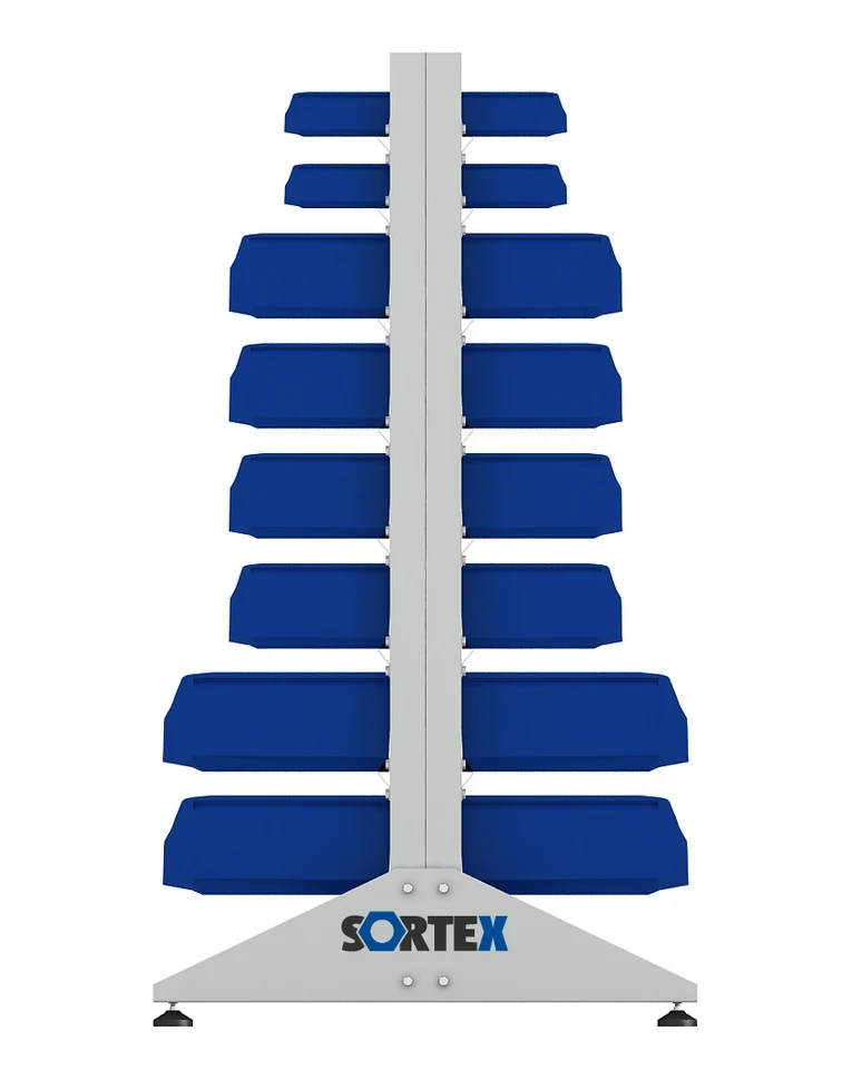 Стеллаж для пластиковых лотков SORTEX двухсторонний 1500x1000x800.06 купить в Пскове