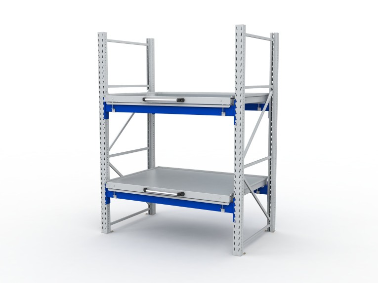 Стеллаж с выкатными платформами S-HEAVY 1000/1300 (2 яруса хранения) купить в Пскове Стеллаж с выкатными платформами S-HEAVY 1000/1300 (2 яруса хранения) купить в Пскове